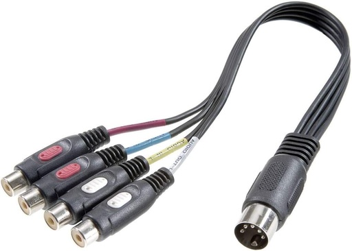 Raccord DIN male - 4xRCA femelles